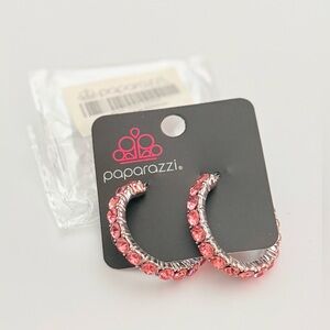 Paparazzi Pink and Silver Hoop Earrings
